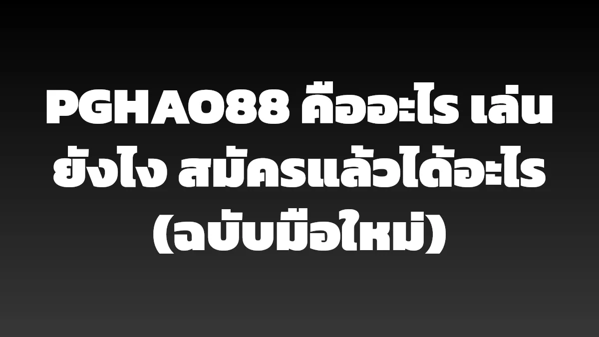 PGHAO88 คืออะไร เล่นยังไง สมัครแล้วได้อะไร (ฉบับมือใหม่)